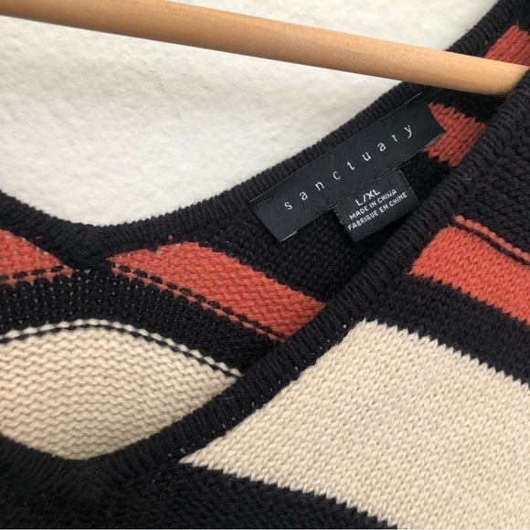 Sanctuary Striped Sweater Poncho With Fringe L/XL - Picture 7 of 16